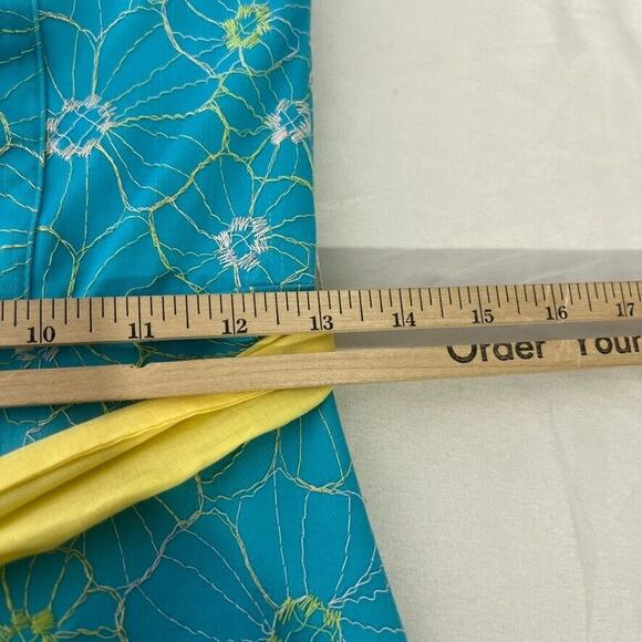 Ruth Women's Strapless Floral Embroidered Dress Size 2 Blue Yellow Bow Accent - Picture 10 of 11